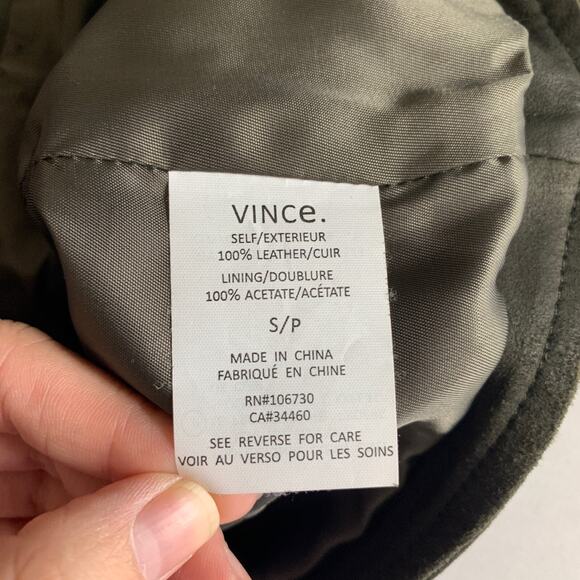 Vince Leather Vest Women S Small Deep Olive Suede Moto Asymmetric Jacket *READ - Picture 13 of 16